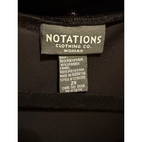 Notations Women’s Black 2 in 1 Black Velvet Cardigan Sheer Beaded Plus Sz 2X - Picture 3 of 9